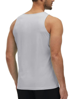 TACVASEN Light Grey Men's Workout Tank Tops Sleeveless UPF 50+ Summer Sun Shirts