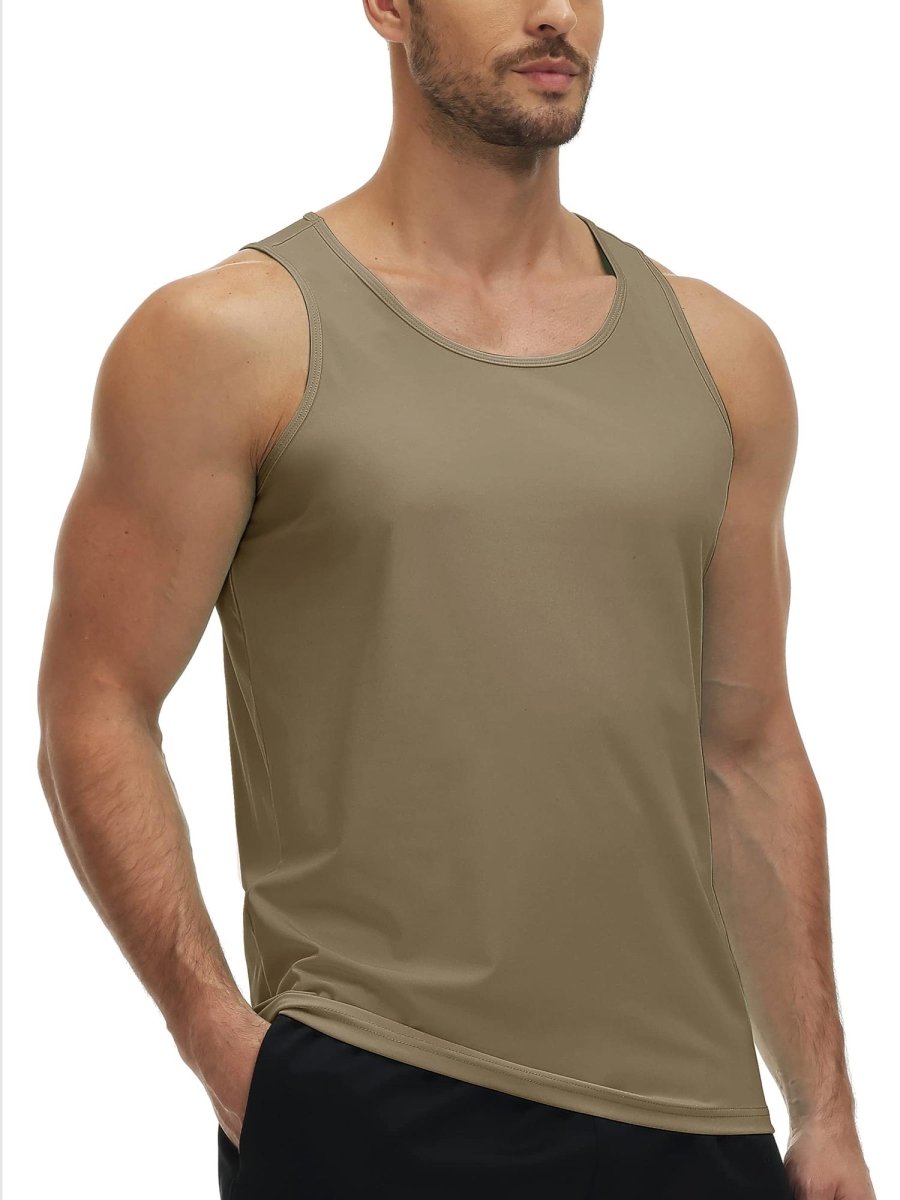 TACVASEN Dull Cyan Men's Workout Tank Tops Sleeveless UPF 50+ Summer Sun Shirts