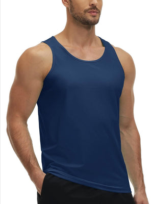 TACVASEN Navy Men's Workout Tank Tops Sleeveless UPF 50+ Summer Sun Shirts
