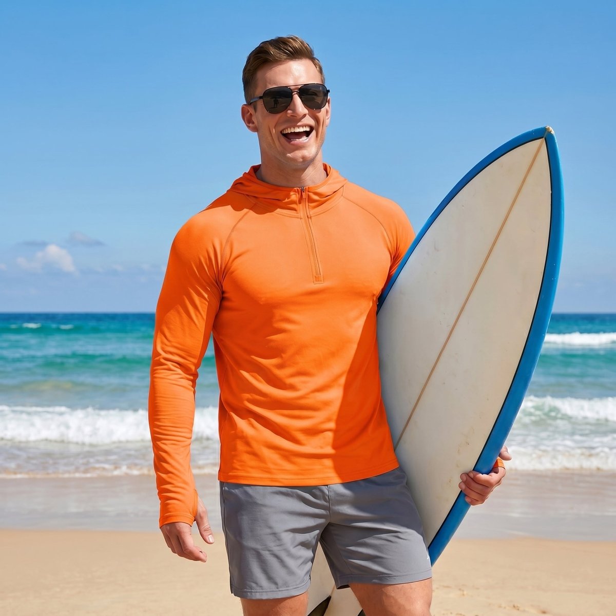 TACVASEN Orange Quarter Zip UPF 50+ Sun Protection Hoodie Shirts