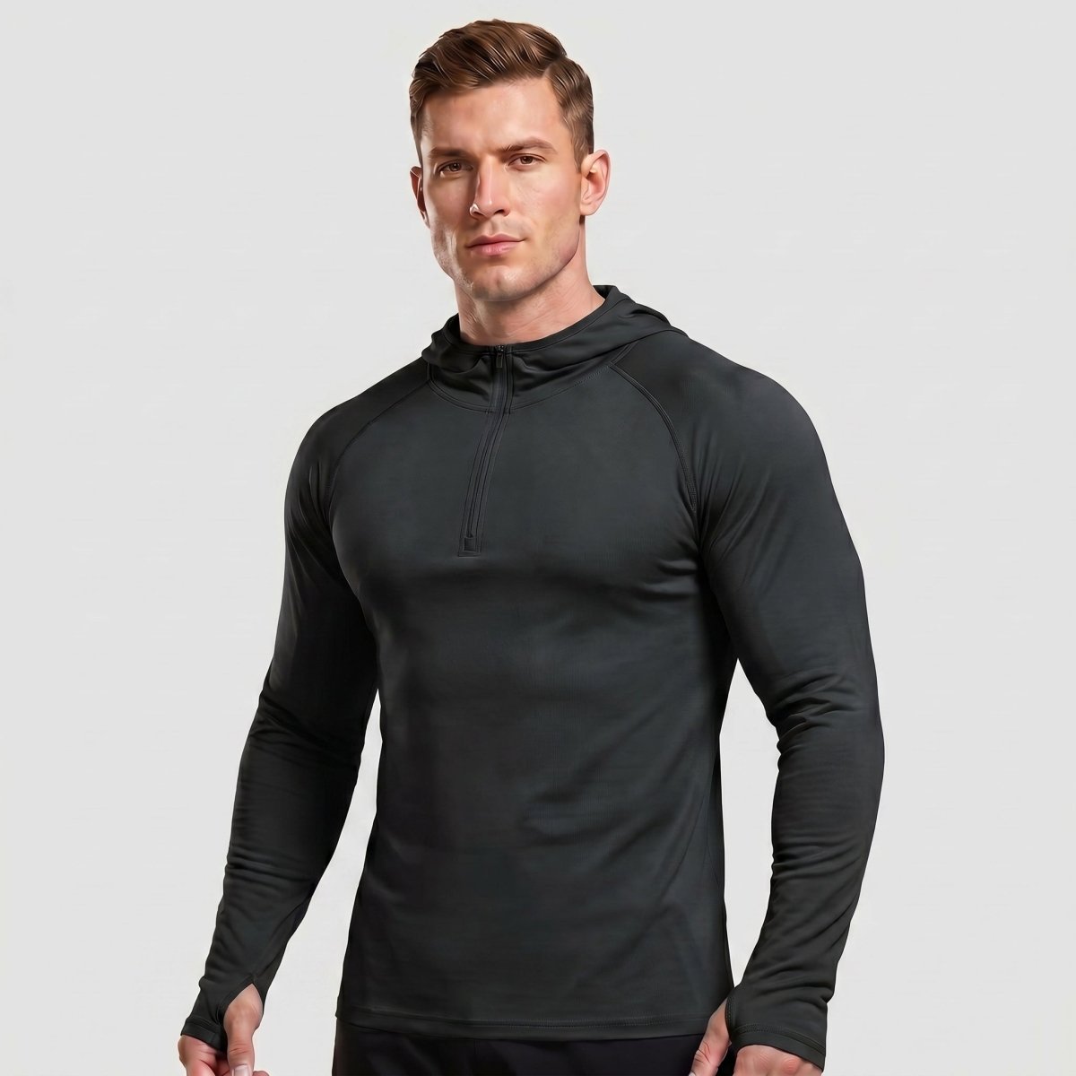 TACVASEN Black Quarter Zip UPF 50+ Sun Protection Hoodie Shirts