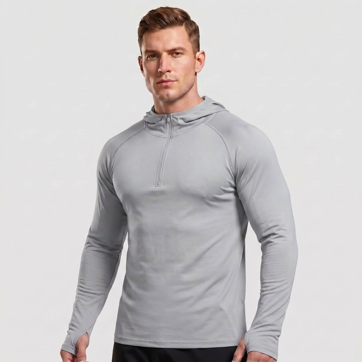 TACVASEN Light Grey Quarter Zip UPF 50+ Sun Protection Hoodie Shirts