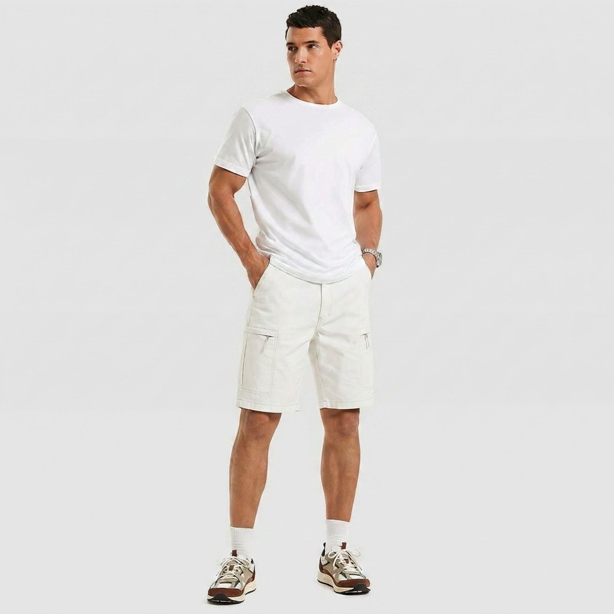 TACVASEN White Quick Dry Hiking Cargo Shorts