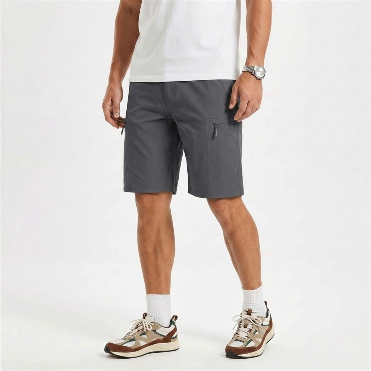 TACVASEN Dark Grey Quick Dry Hiking Cargo Shorts