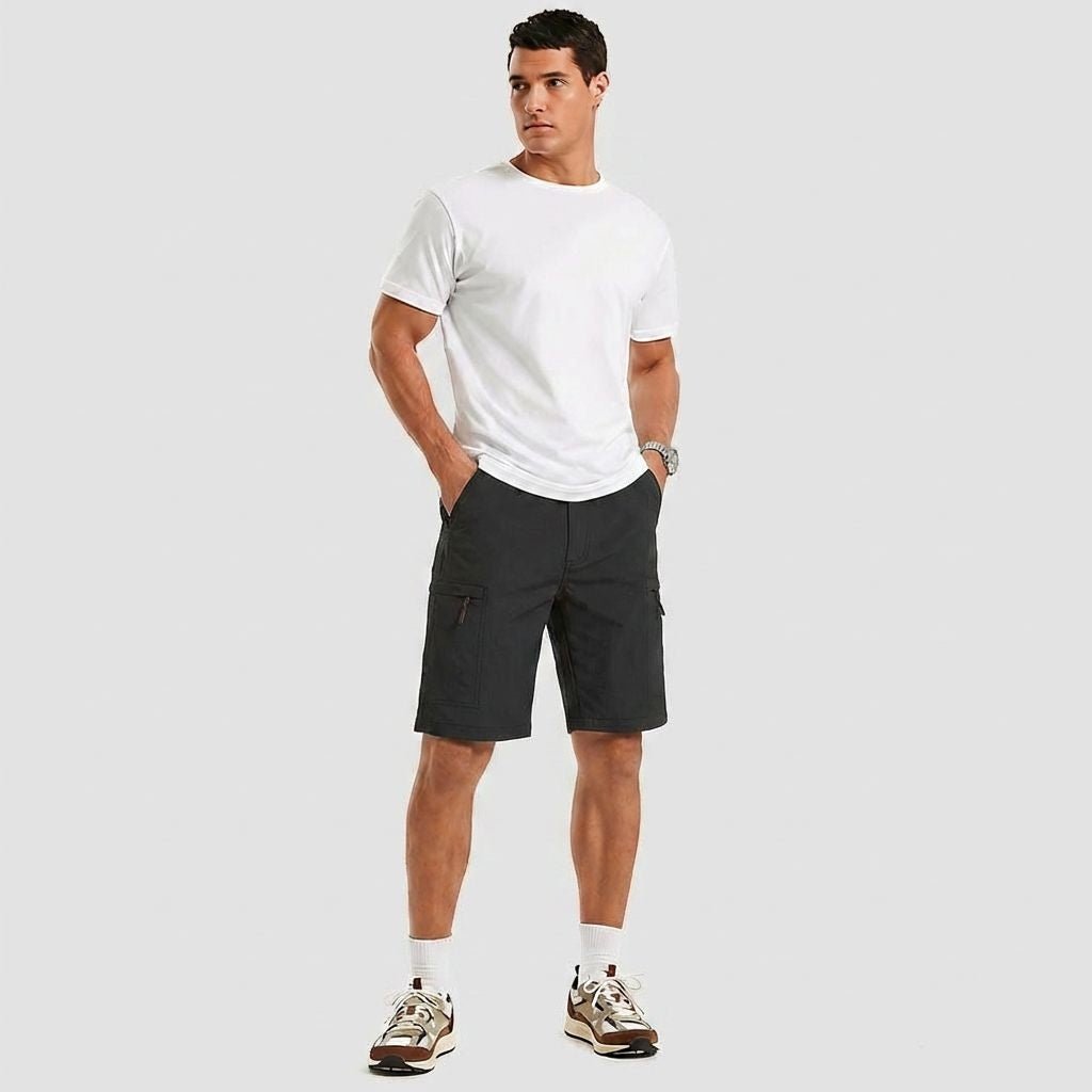 TACVASEN Black Quick Dry Hiking Cargo Shorts