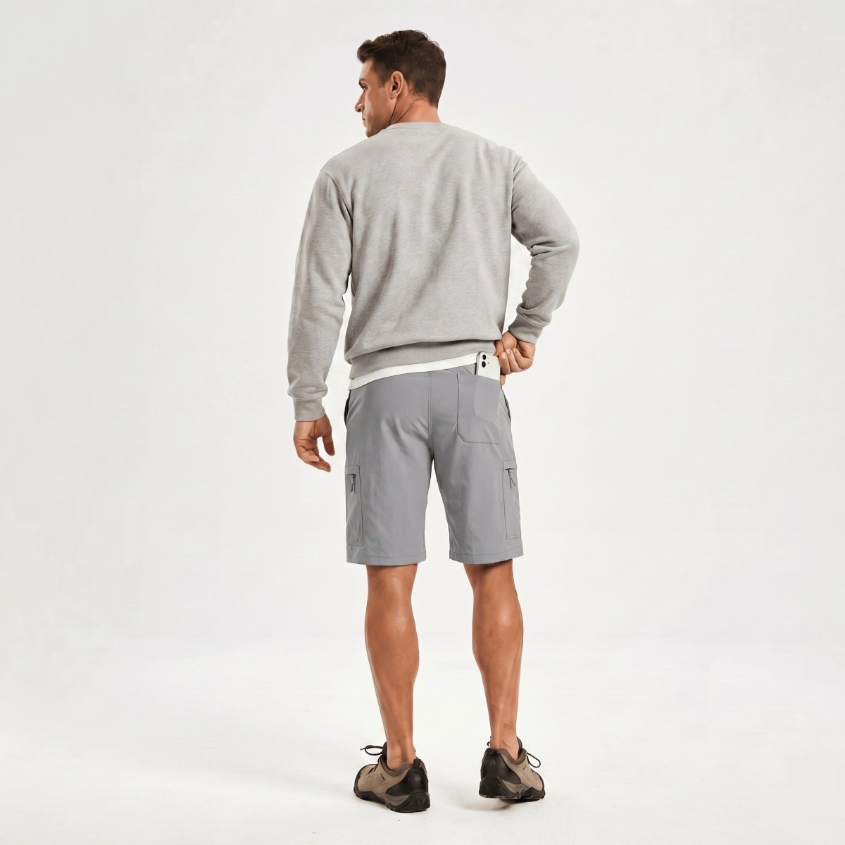 TACVASEN Light Grey Quick Dry Hiking Cargo Shorts