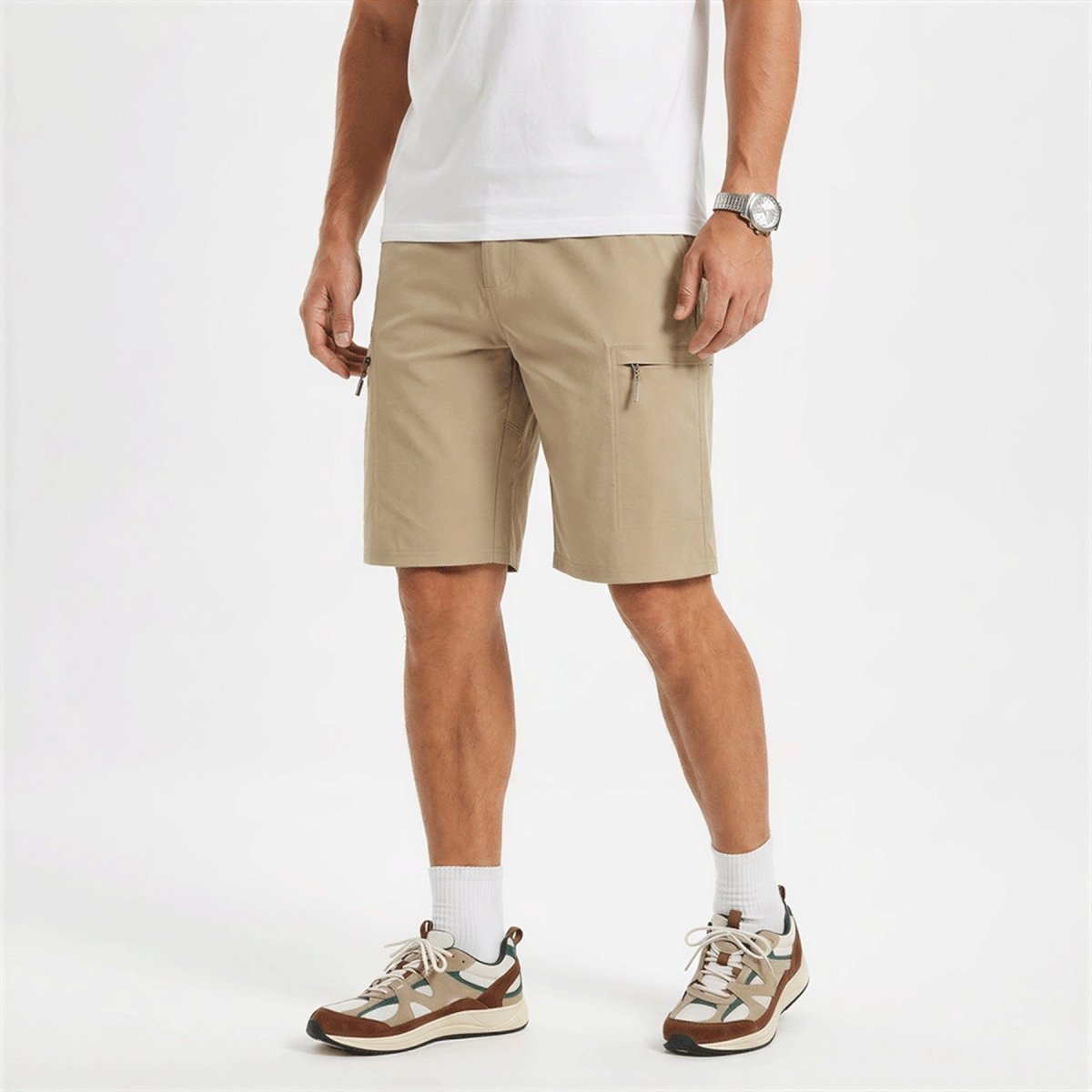TACVASEN Khaki Quick Dry Hiking Cargo Shorts