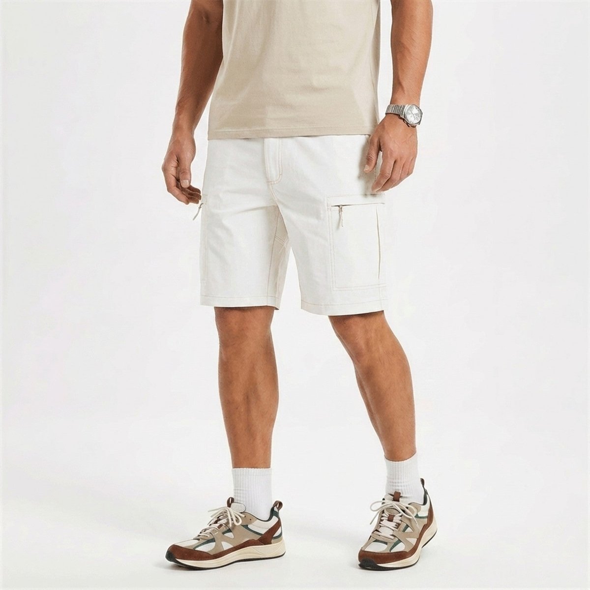 TACVASEN White Quick Dry Hiking Cargo Shorts