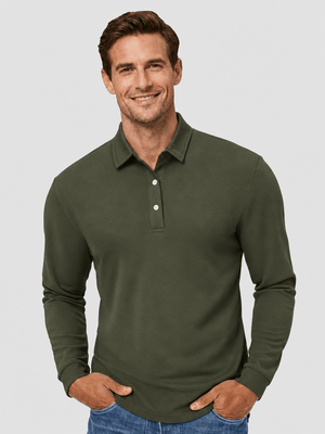 TACVASEN Army Green Quick-Dry Long Sleeve Polo Shirt for Golf & Work