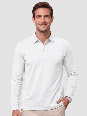 TACVASEN White Quick-Dry Long Sleeve Polo Shirt for Golf & Work
