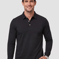 TACVASEN Black Quick-Dry Long Sleeve Polo Shirt for Golf & Work