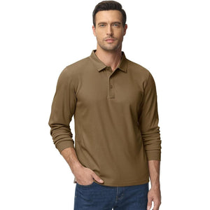TACVASEN Black Long Sleeve Quick Dry Tactical Performance Polo Shirt