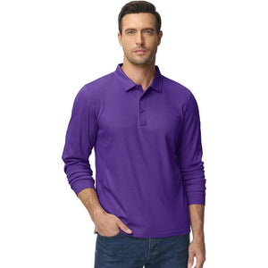 TACVASEN Black Long Sleeve Quick Dry Tactical Performance Polo Shirt