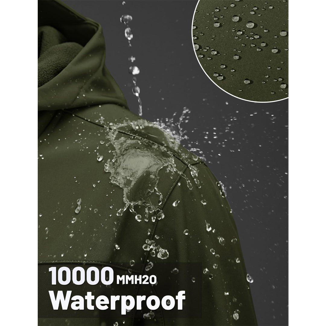 TACVASEN Army Green Tactical Softshell Jacket Hooded Waterproof Coat