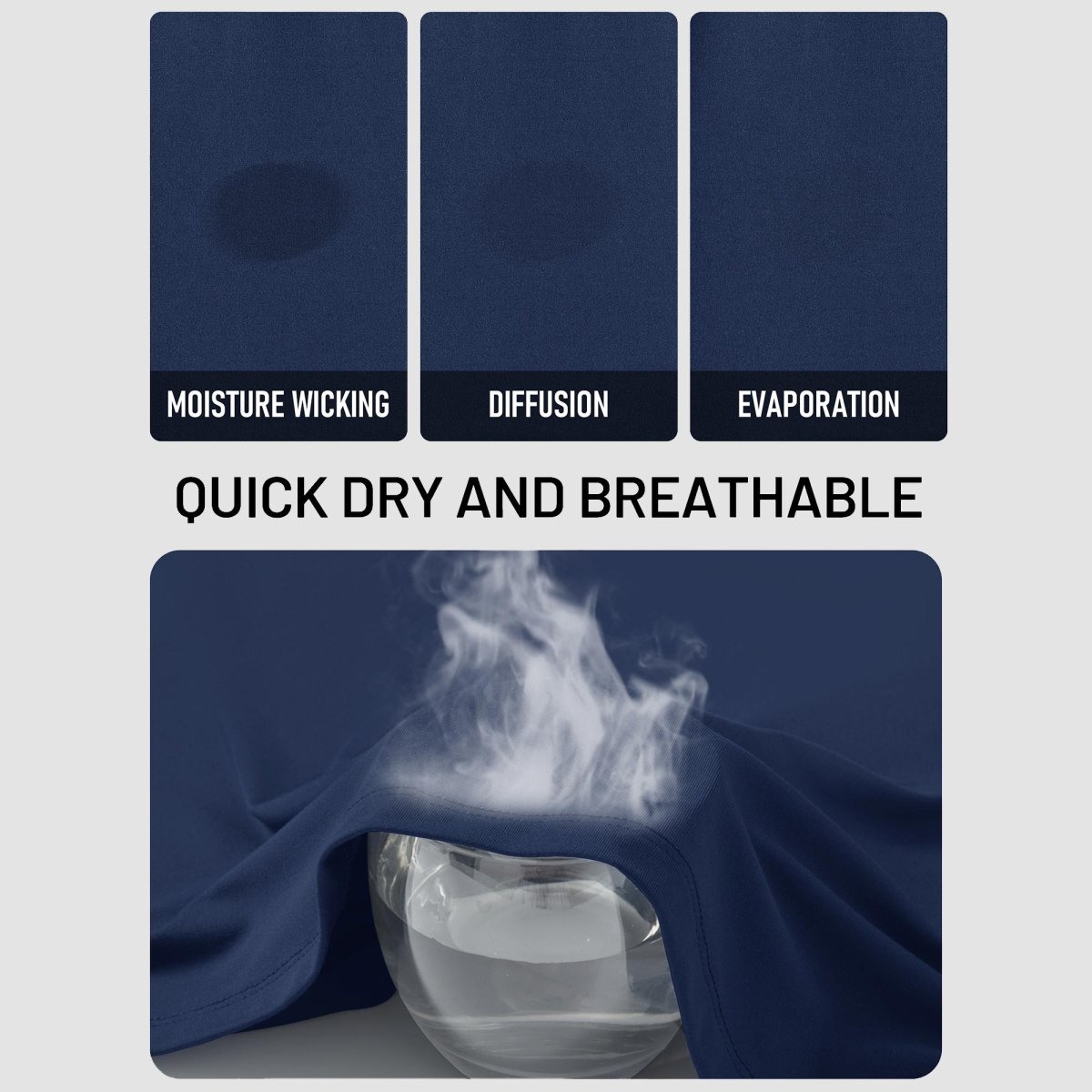 TACVASEN Blue gray UPF 50+ Lightweight Quick Dry Outdoor Tee