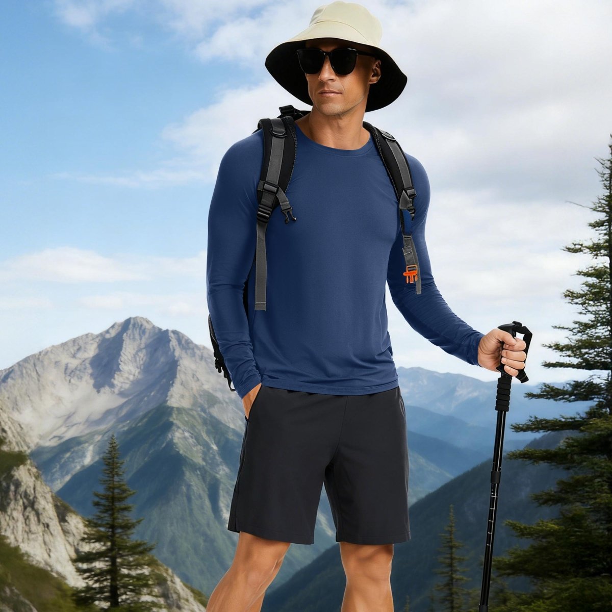 TACVASEN Blue gray UPF 50+ Lightweight Quick Dry Outdoor Tee