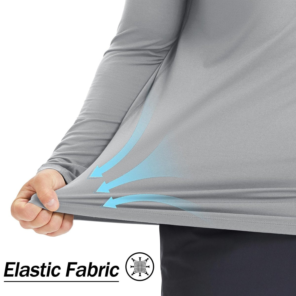 TACVASEN Light gray UPF 50+ Lightweight Quick Dry Outdoor Tee
