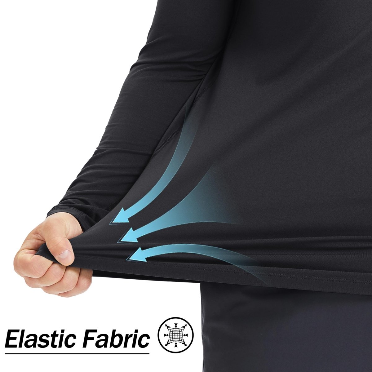 TACVASEN Black UPF 50+ Lightweight Quick Dry Outdoor Tee
