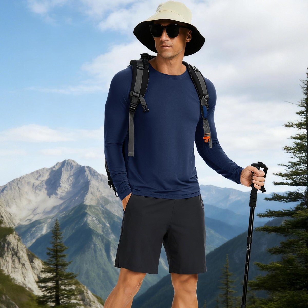 TACVASEN Blue gray UPF 50+ Lightweight Quick Dry Outdoor Tee
