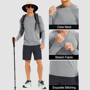 TACVASEN Light gray UPF 50+ Lightweight Quick Dry Outdoor Tee