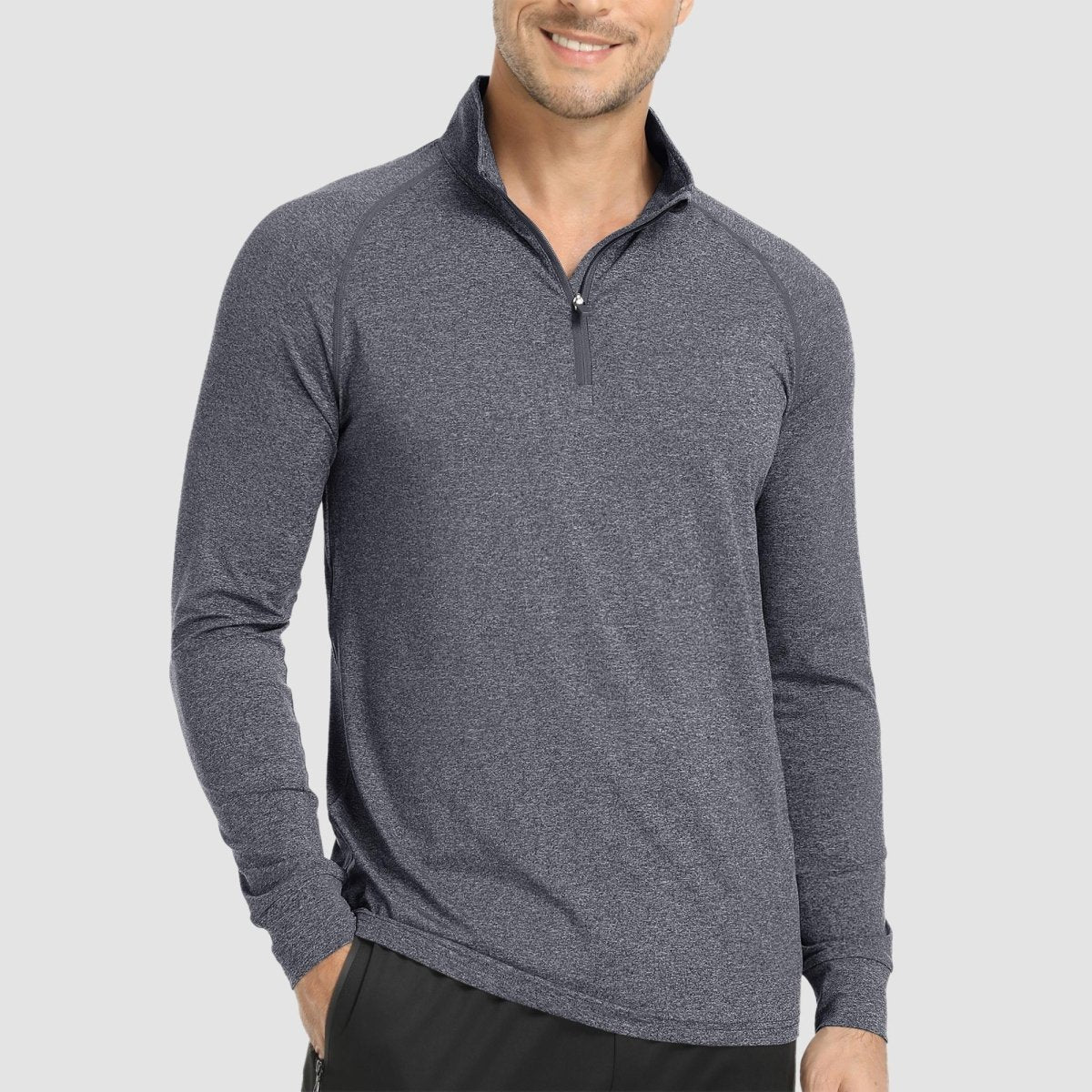 TACVASEN Dark Grey UPF 50+ Sun Protection Quarter Zip Long Sleeve Shirt