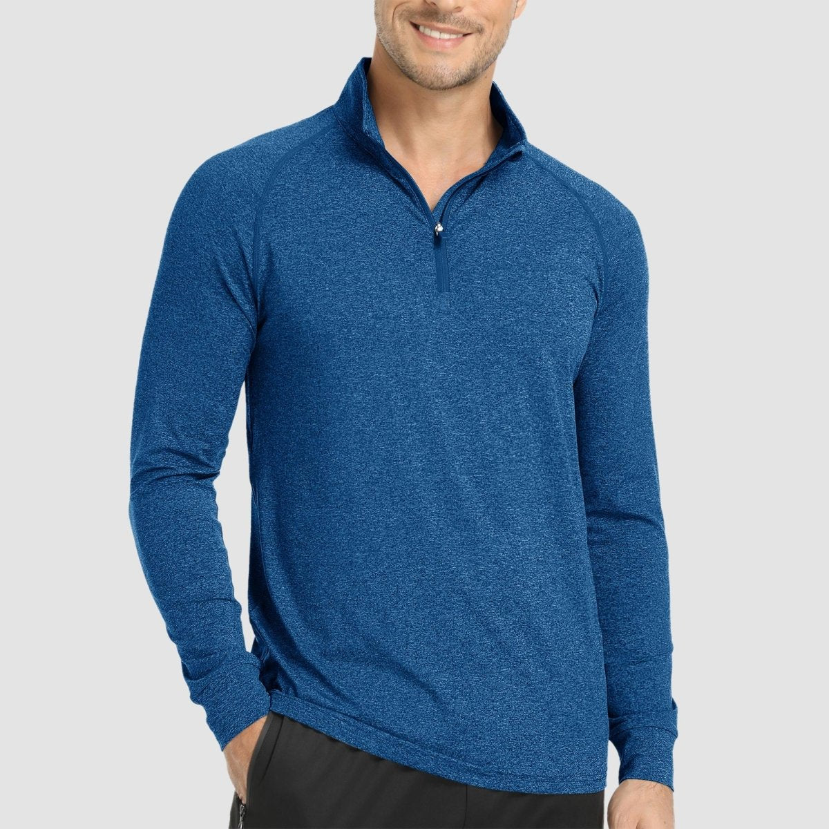 TACVASEN Medium blue UPF 50+ Sun Protection Quarter Zip Long Sleeve Shirt