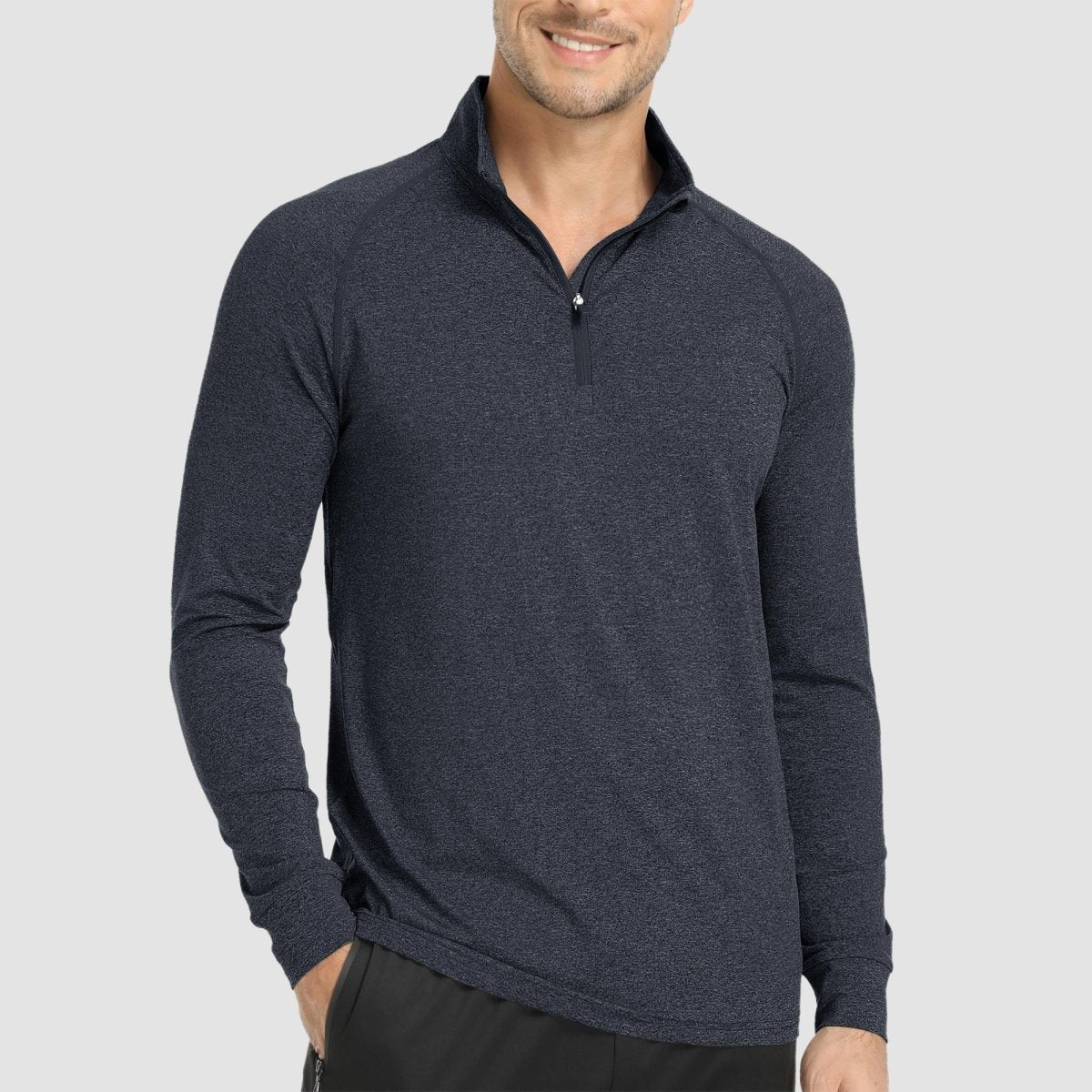 TACVASEN Black UPF 50+ Sun Protection Quarter Zip Long Sleeve Shirt