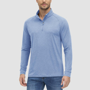 TACVASEN Light blue UPF 50+ Sun Protection Quarter Zip Long Sleeve Shirt