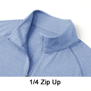 TACVASEN Light blue UPF 50+ Sun Protection Quarter Zip Long Sleeve Shirt