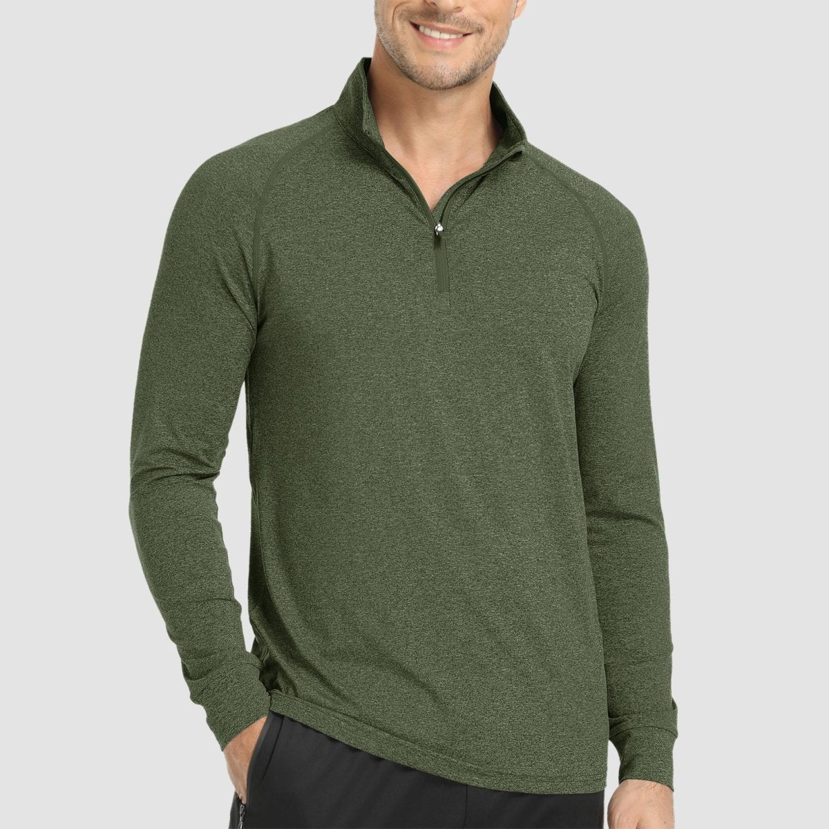 TACVASEN Army Green UPF 50+ Sun Protection Quarter Zip Long Sleeve Shirt