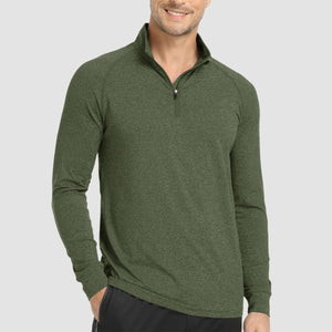 TACVASEN Army Green UPF 50+ Sun Protection Quarter Zip Long Sleeve Shirt