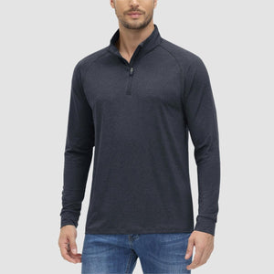 TACVASEN Black UPF 50+ Sun Protection Quarter Zip Long Sleeve Shirt