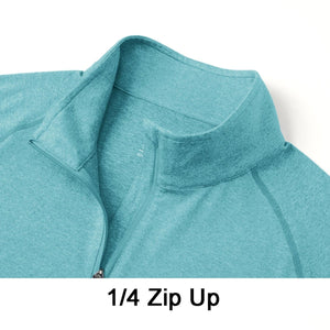TACVASEN Light green UPF 50+ Sun Protection Quarter Zip Long Sleeve Shirt