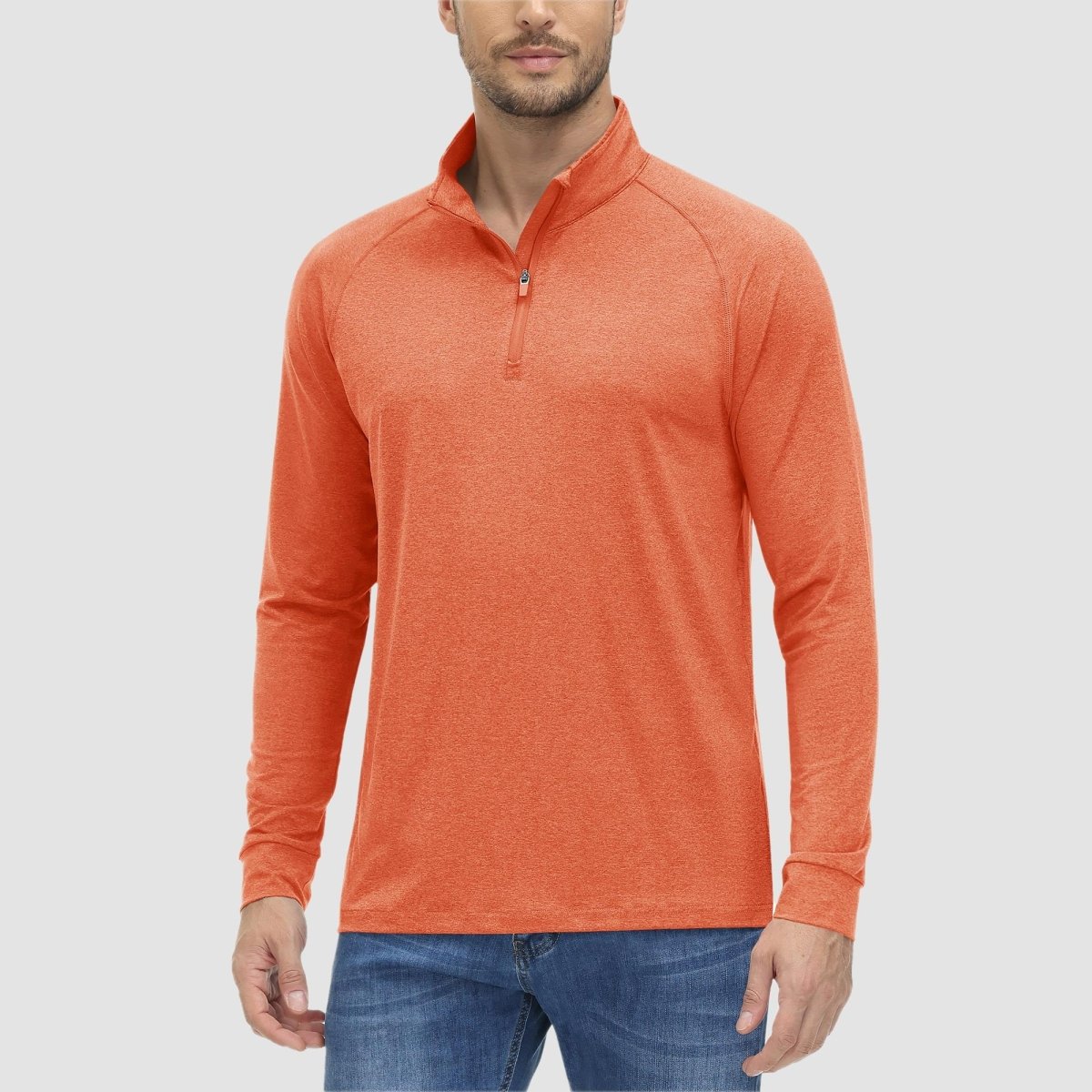 TACVASEN Orange UPF 50+ Sun Protection Quarter Zip Long Sleeve Shirt