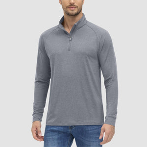 TACVASEN Light gray UPF 50+ Sun Protection Quarter Zip Long Sleeve Shirt