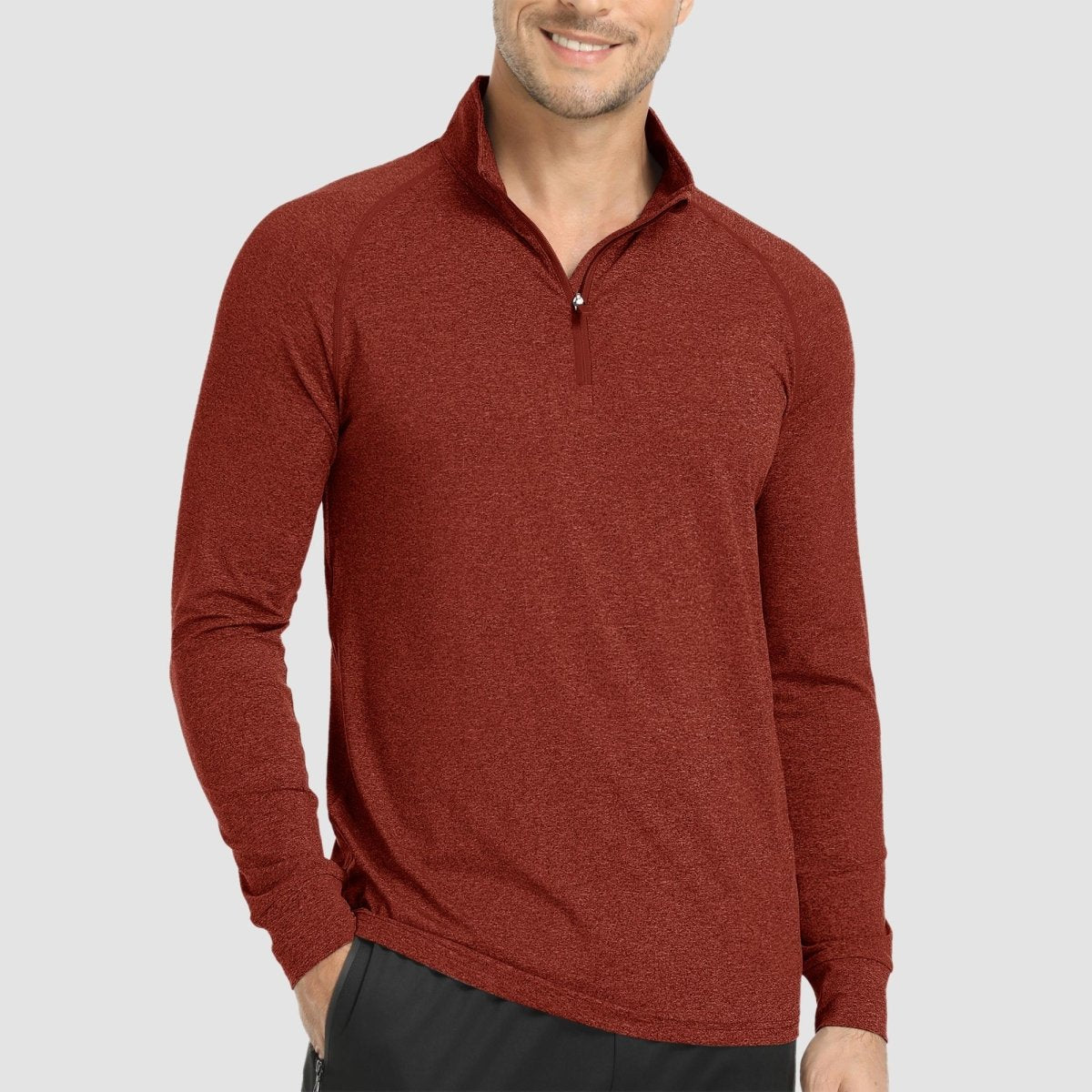 TACVASEN Dark orange UPF 50+ Sun Protection Quarter Zip Long Sleeve Shirt