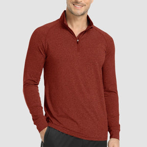 TACVASEN Dark orange UPF 50+ Sun Protection Quarter Zip Long Sleeve Shirt