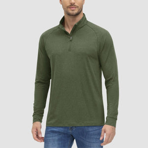 TACVASEN Army Green UPF 50+ Sun Protection Quarter Zip Long Sleeve Shirt