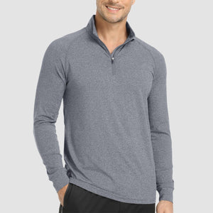 TACVASEN Light gray UPF 50+ Sun Protection Quarter Zip Long Sleeve Shirt