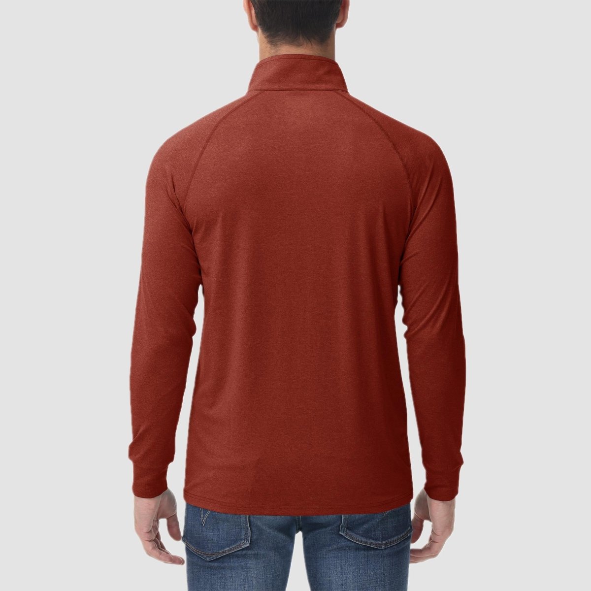 TACVASEN Dark orange UPF 50+ Sun Protection Quarter Zip Long Sleeve Shirt