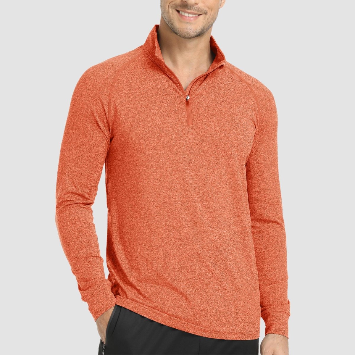 TACVASEN Orange UPF 50+ Sun Protection Quarter Zip Long Sleeve Shirt