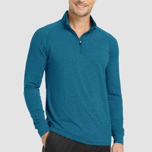 TACVASEN Peacock blue UPF 50+ Sun Protection Quarter Zip Long Sleeve Shirt