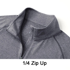 TACVASEN Dark Grey UPF 50+ Sun Protection Quarter Zip Long Sleeve Shirt