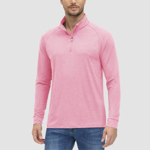 TACVASEN Pink UPF 50+ Sun Protection Quarter Zip Long Sleeve Shirt