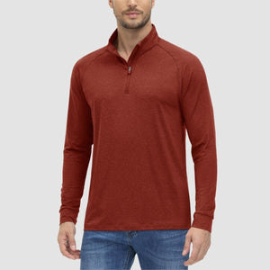 TACVASEN Dark orange UPF 50+ Sun Protection Quarter Zip Long Sleeve Shirt