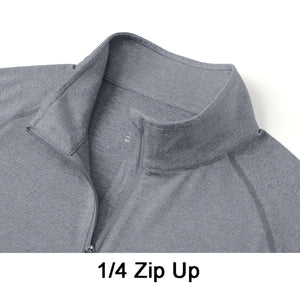 TACVASEN Light gray UPF 50+ Sun Protection Quarter Zip Long Sleeve Shirt