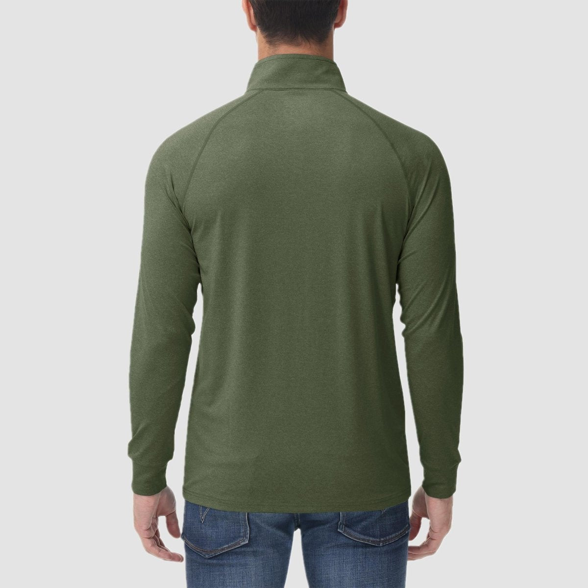 TACVASEN Army Green UPF 50+ Sun Protection Quarter Zip Long Sleeve Shirt