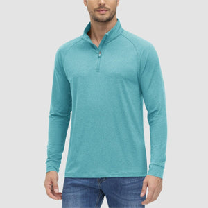 TACVASEN Light green UPF 50+ Sun Protection Quarter Zip Long Sleeve Shirt
