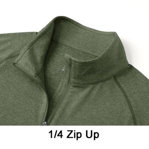 TACVASEN Army Green UPF 50+ Sun Protection Quarter Zip Long Sleeve Shirt
