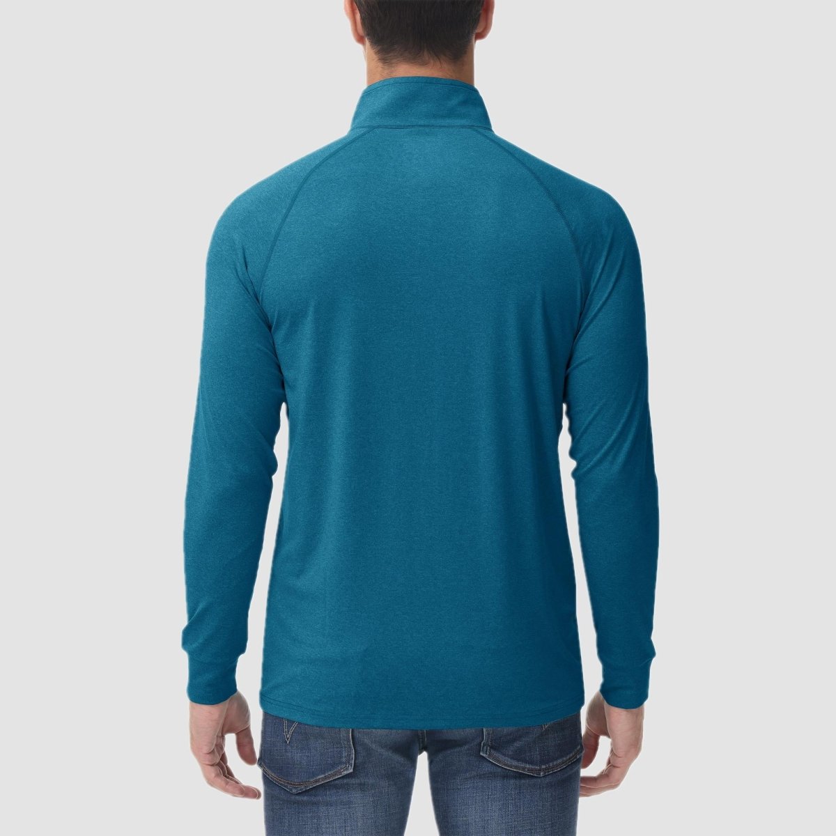 TACVASEN Peacock blue UPF 50+ Sun Protection Quarter Zip Long Sleeve Shirt